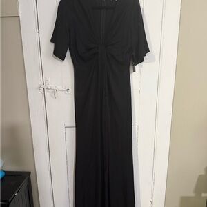 NWT Lulu's Satin Elegant Black Maxi Dress